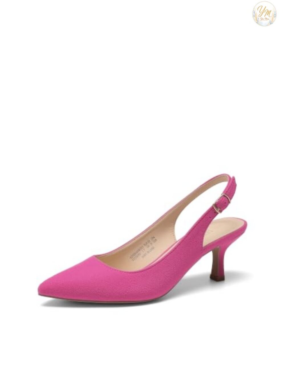 Women's Kitten Heel Slingback Pumps Pointed Toe Faux Leather